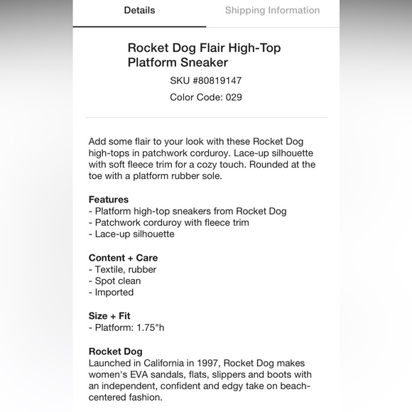 Rocket Dog Flair Corduroy Patchwork Platform Sneakers - Picture 6 of 8